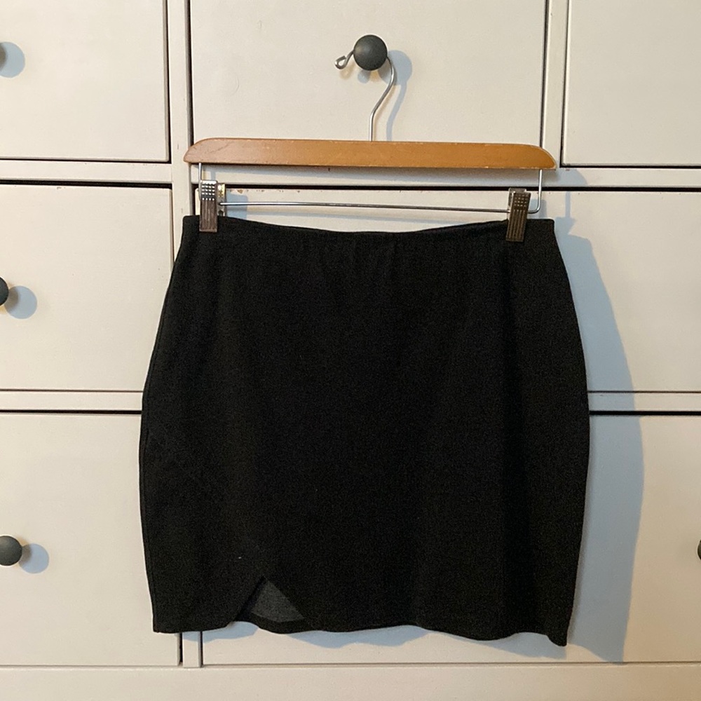 Black Mini Skirt with Slit